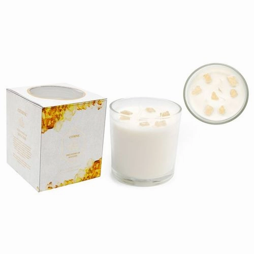 12cm Summer Garden Candle with Yellow Citrine Crystals