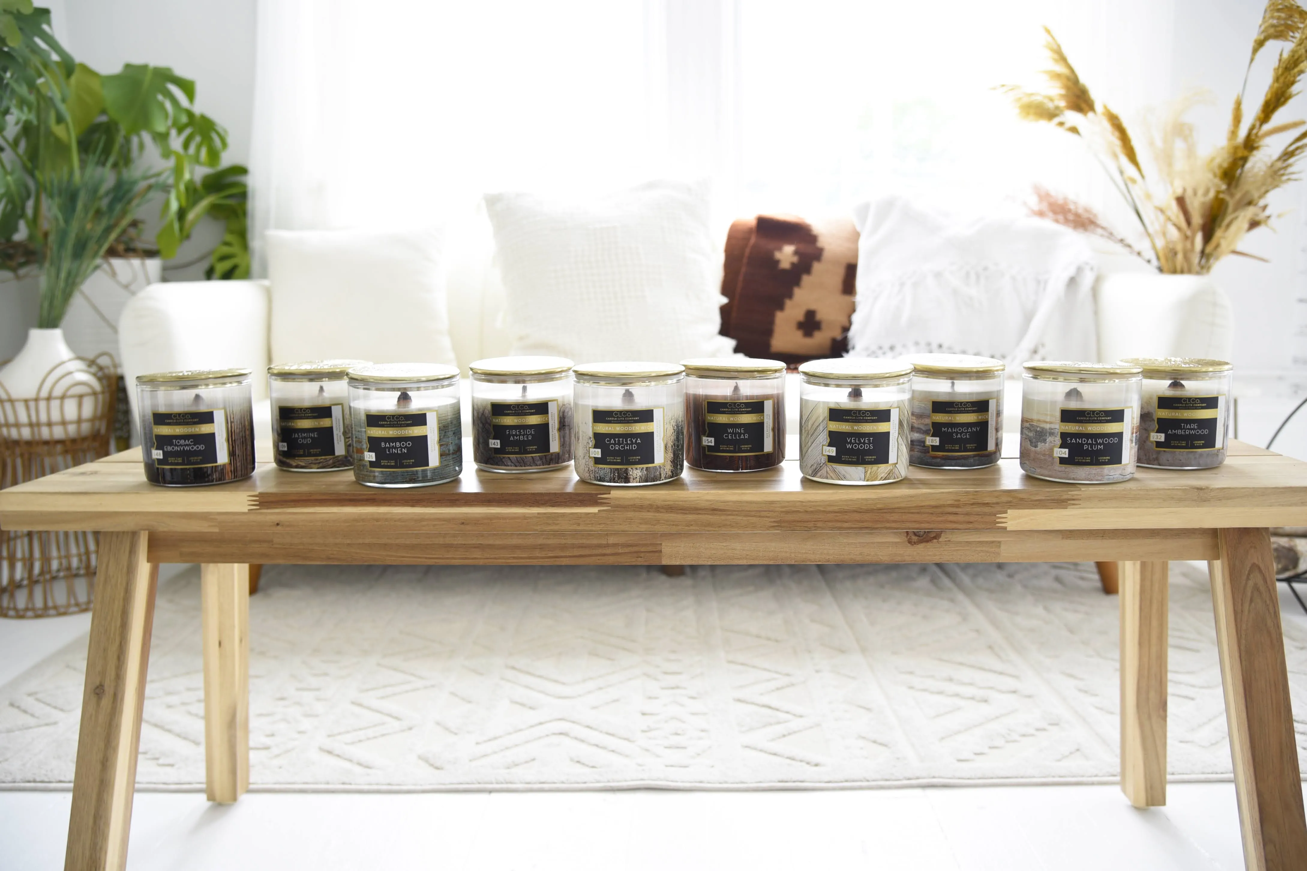 Bamboo Linen Wooden-Wick 14oz Jar Candle