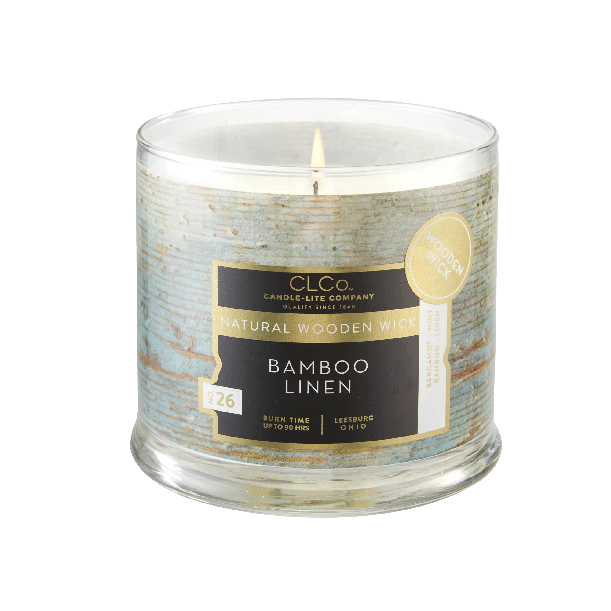 Bamboo Linen Wooden-Wick 14oz Jar Candle