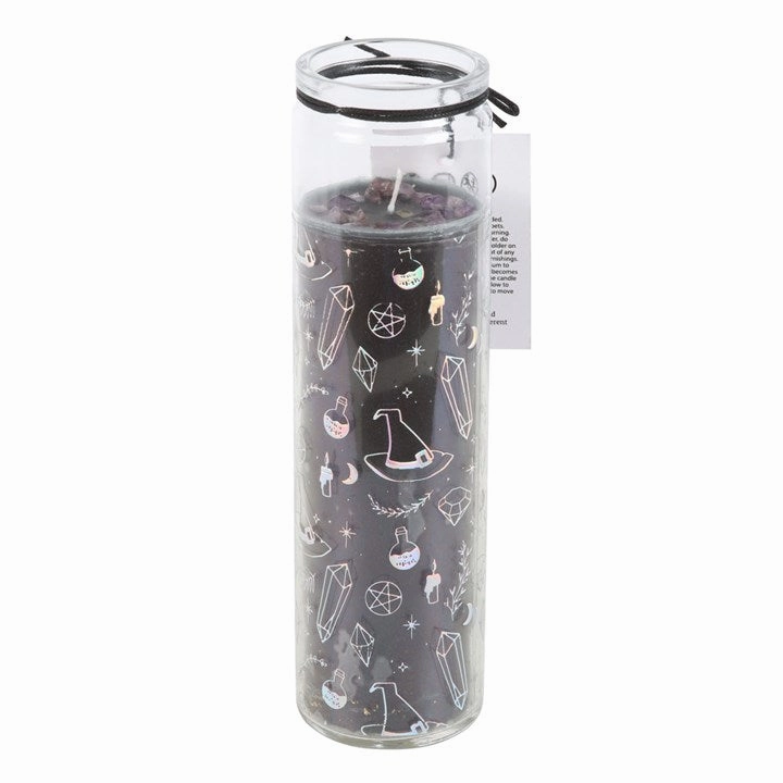 Crystal Witch Jasmine Tube Candle with Amethyst Chips