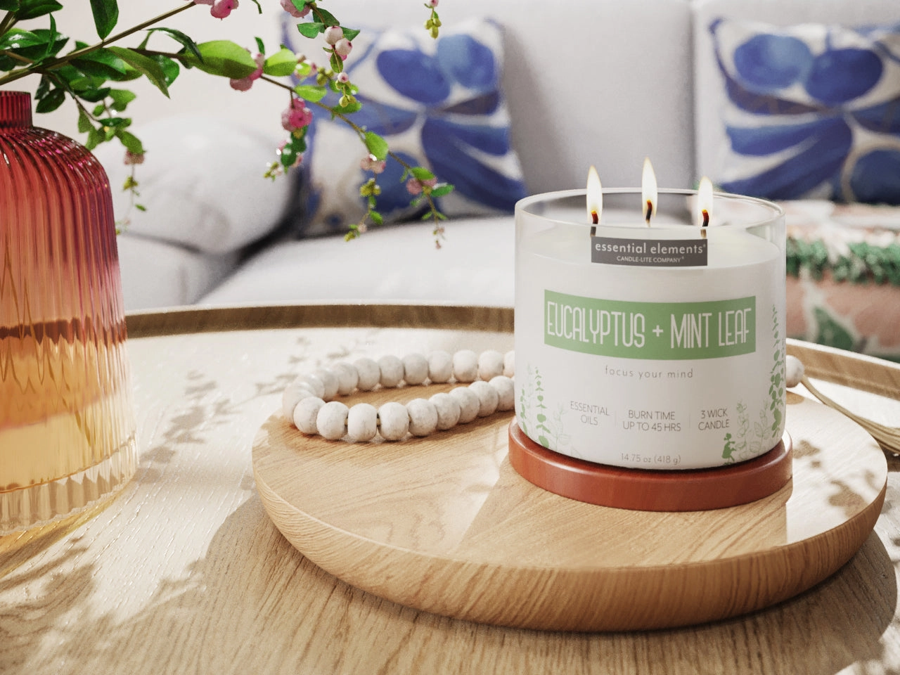 Eucalyptus & Mint Leaf 3-wick 14.75oz Jar Candle