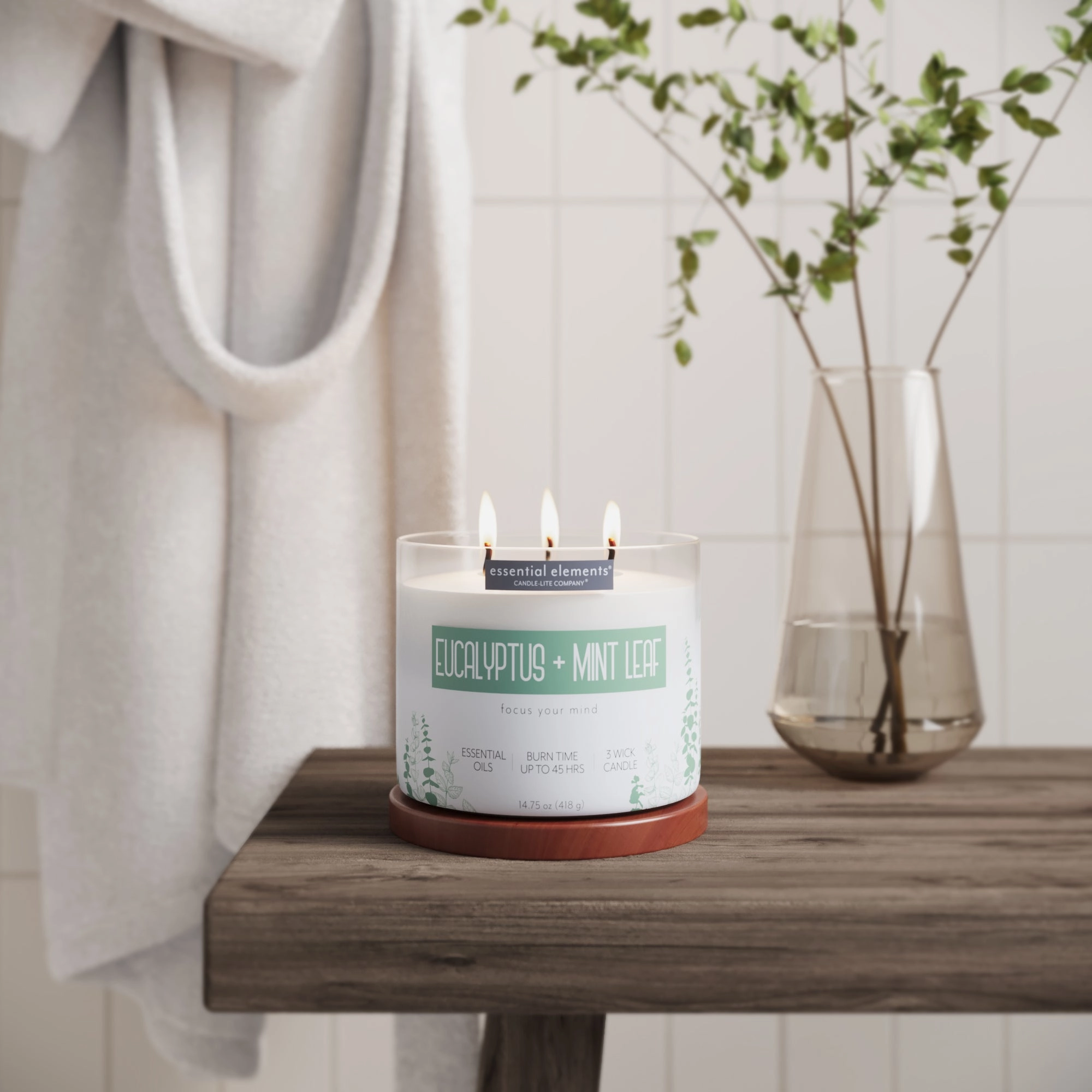 Eucalyptus & Mint Leaf 3-wick 14.75oz Jar Candle