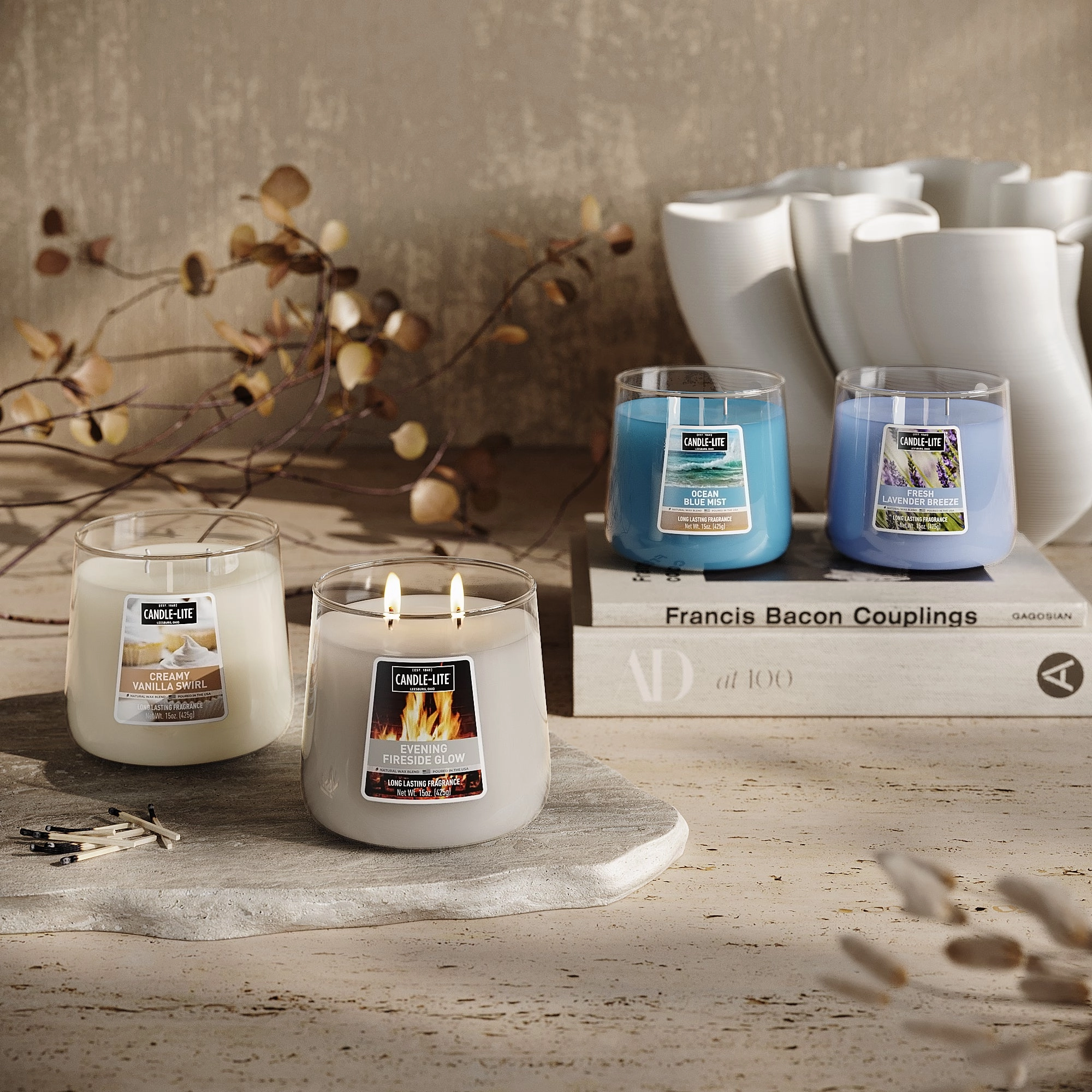 Evening Fireside Glow 15oz 2-wick Jar Candle