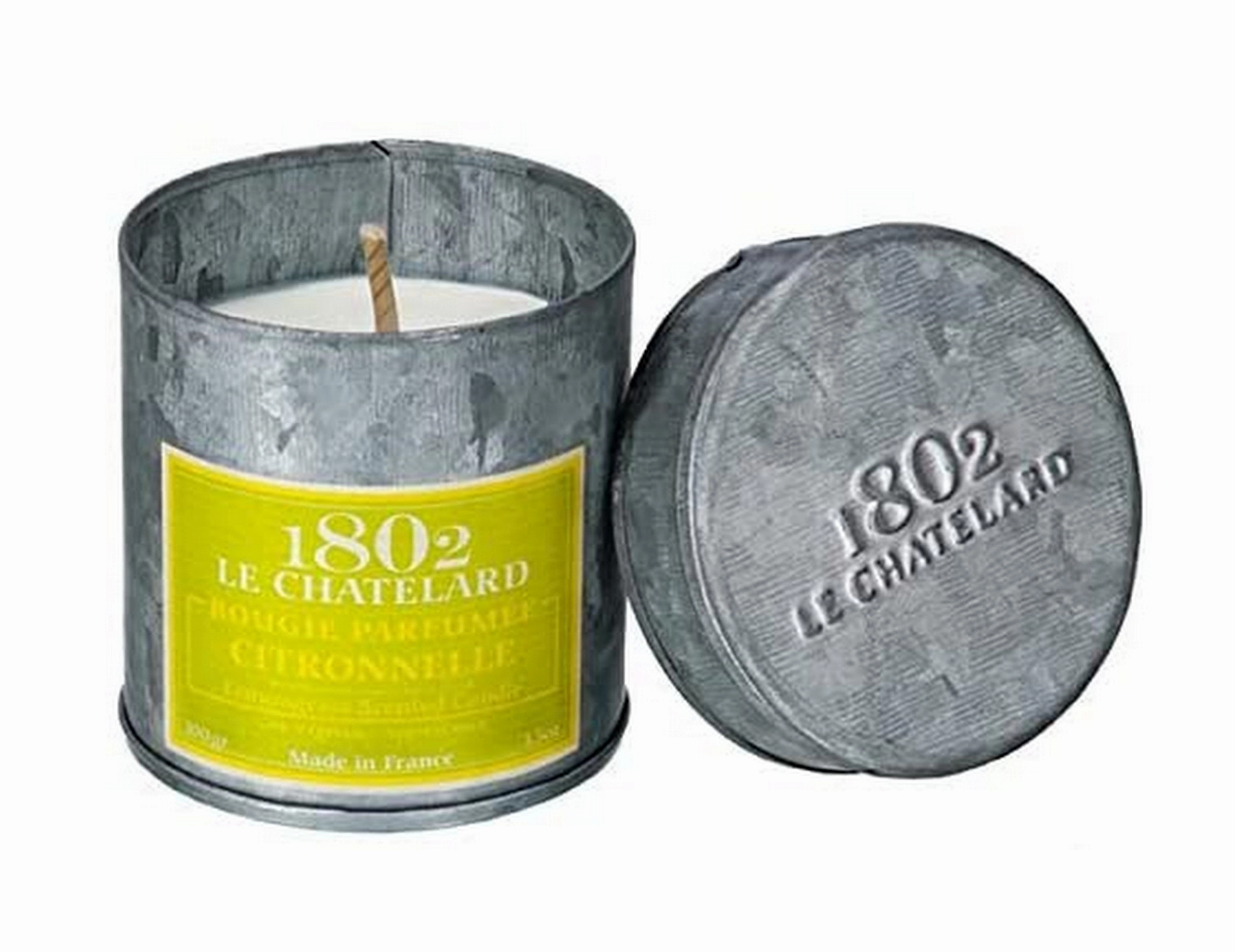 Le Chatelard French Scented Candle in Hand Made Tin, Vintage (Citronella)