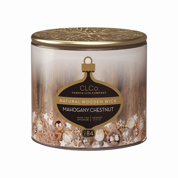 Mahogany Chestnut Wooden-Wick 14oz Jar Candle