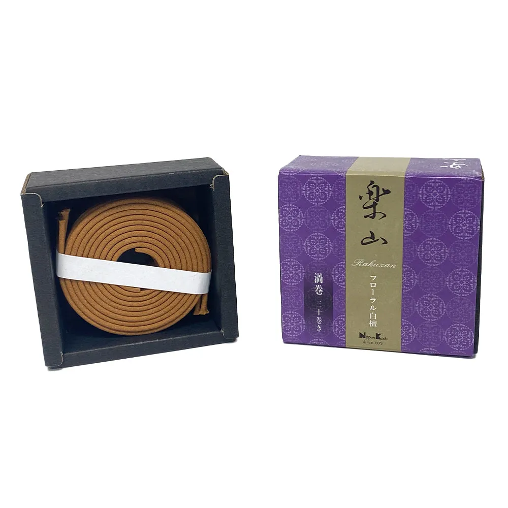 RAKUZAN - Floral Byakudan (Floral Sandalwood) 30 coils