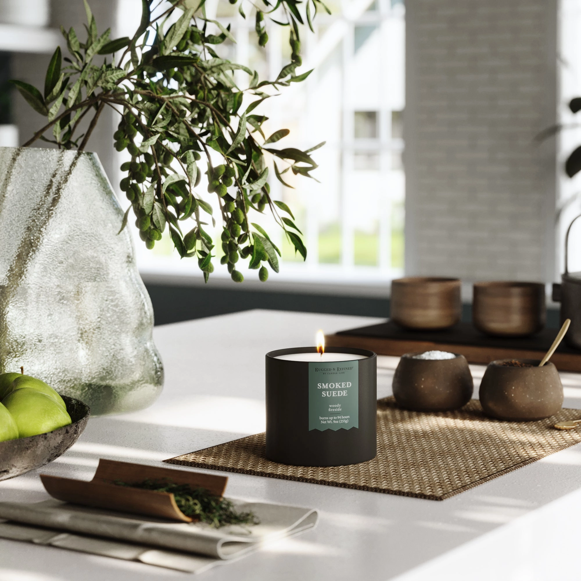 Smoked Suede 9oz Black Tin Candle