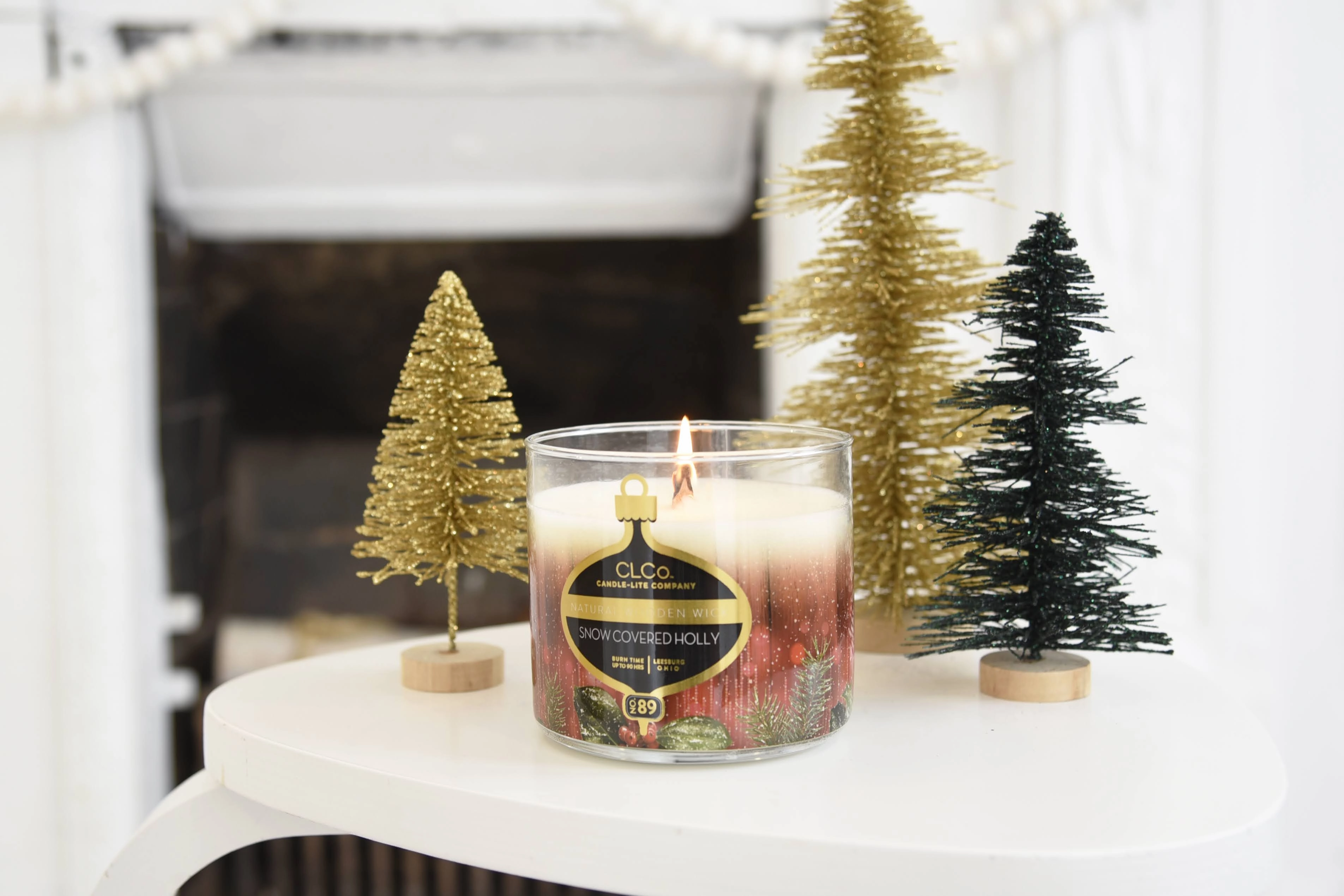 Snow Covered Holly Wooden-Wick 14oz Jar Candle