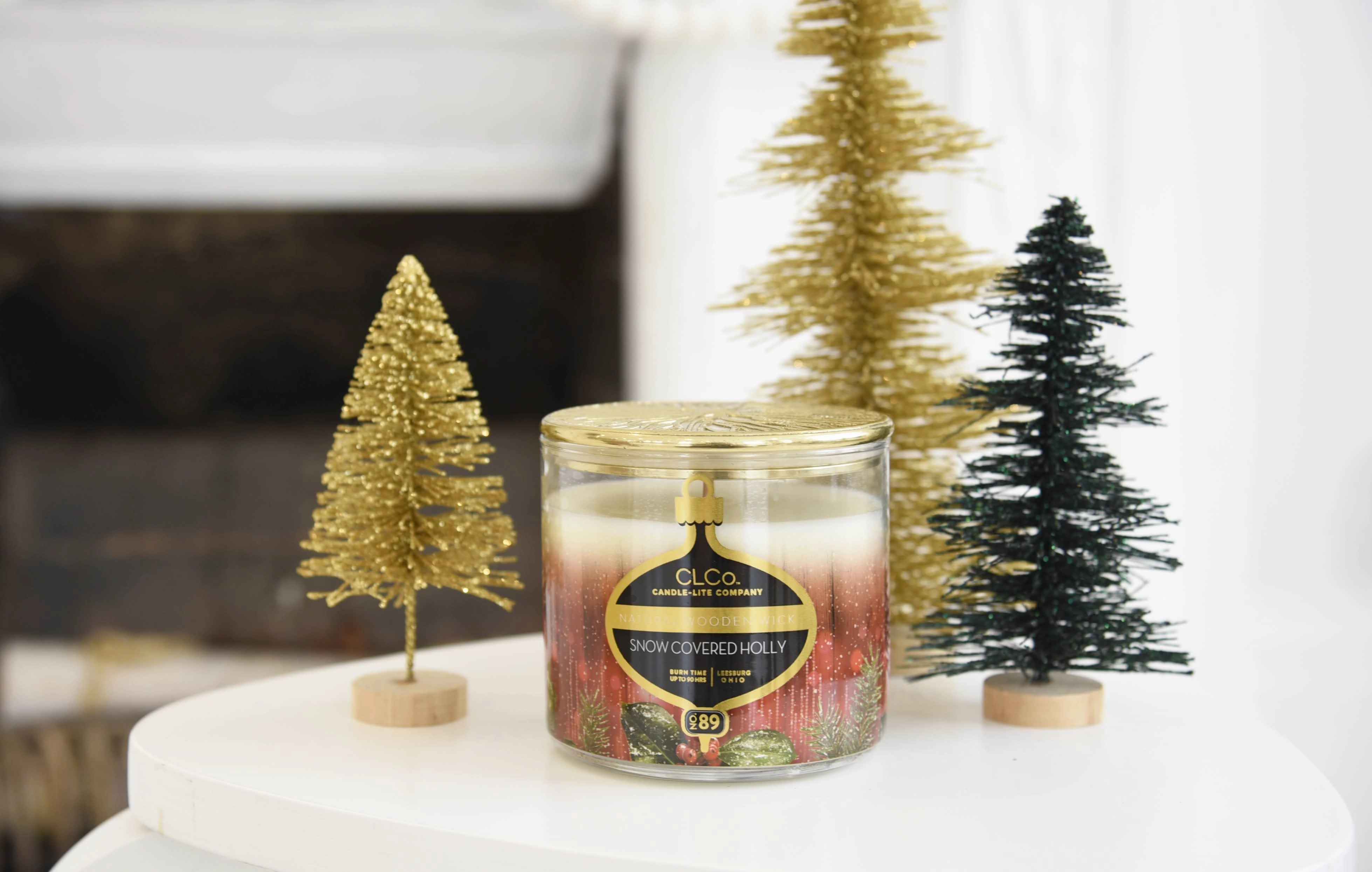 Snow Covered Holly Wooden-Wick 14oz Jar Candle