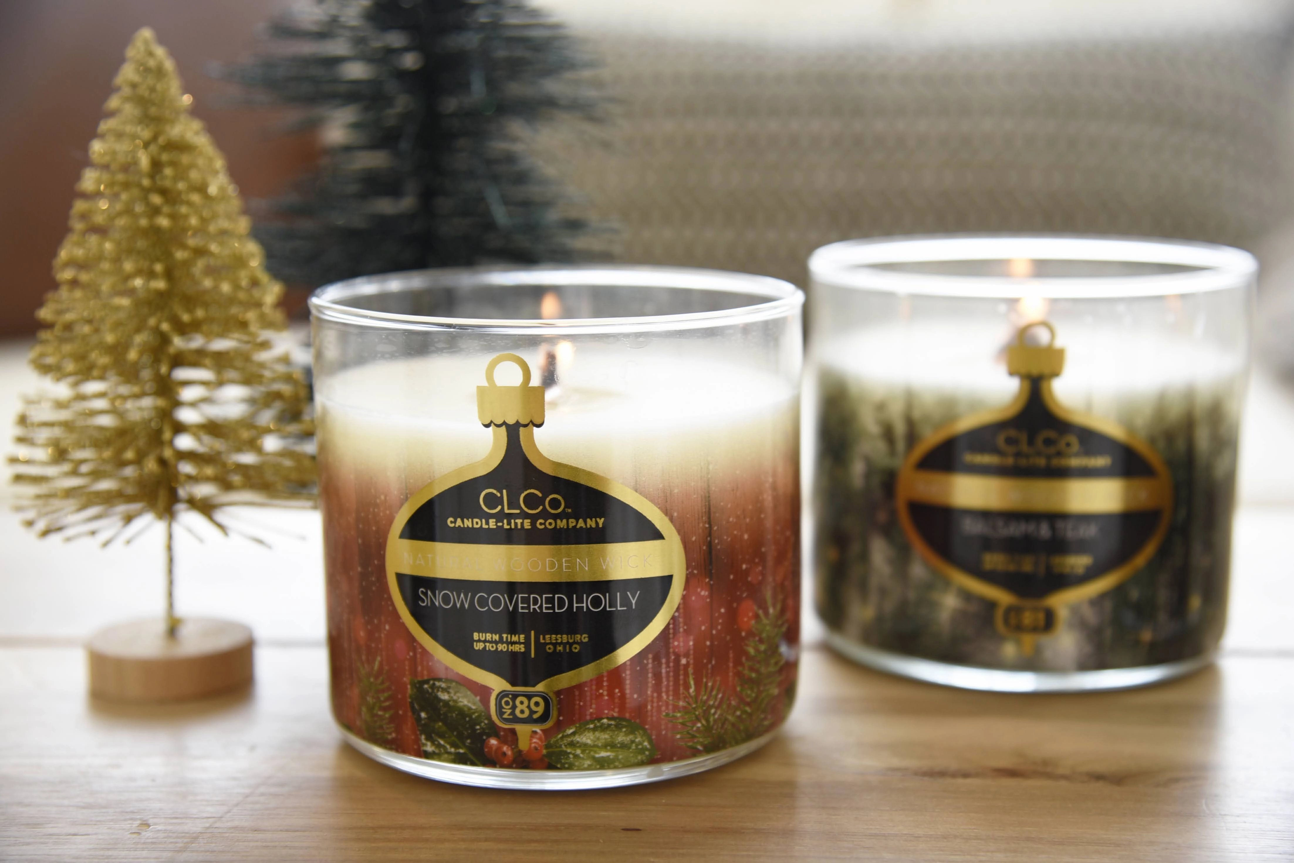 Snow Covered Holly Wooden-Wick 14oz Jar Candle
