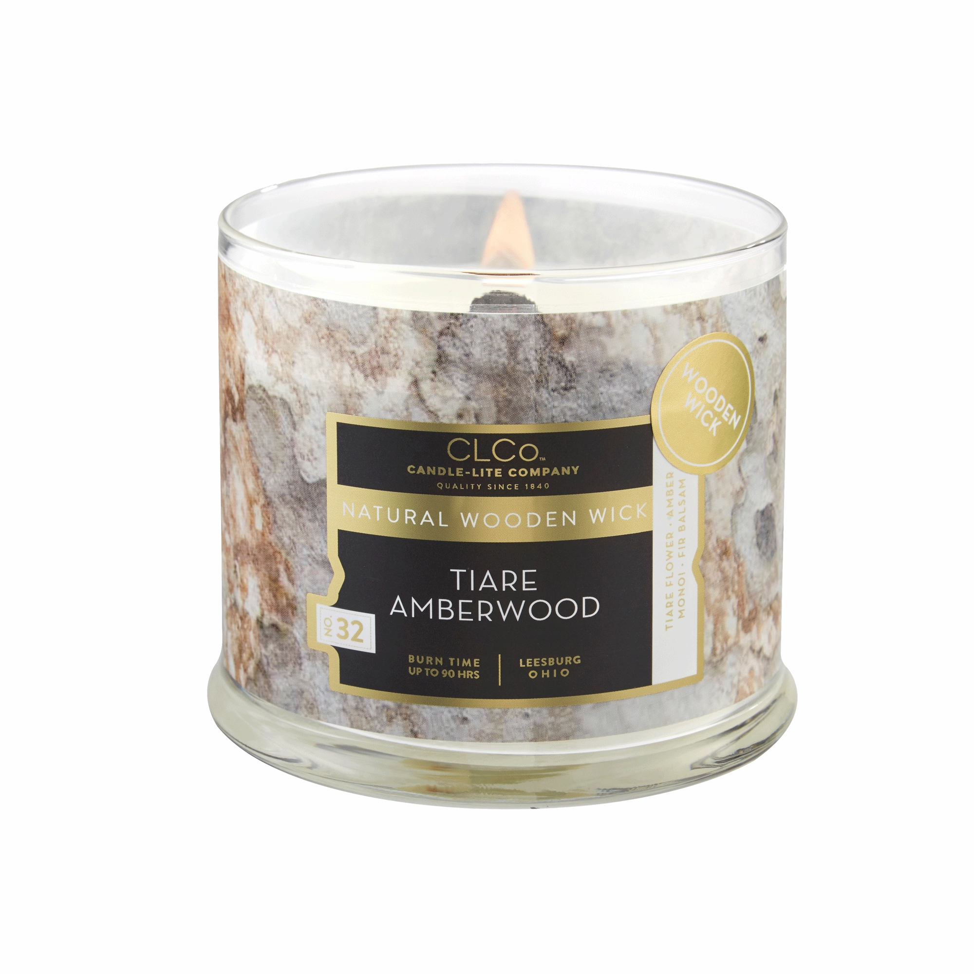 Tiare Amberwood Wooden-Wick 14oz Jar Candle