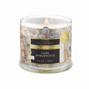 Tiare Amberwood Wooden-Wick 14oz Jar Candle