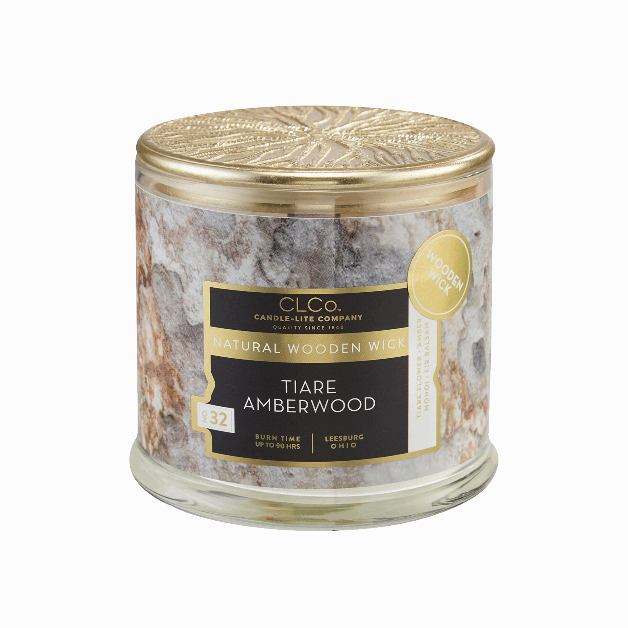 Tiare Amberwood Wooden-Wick 14oz Jar Candle