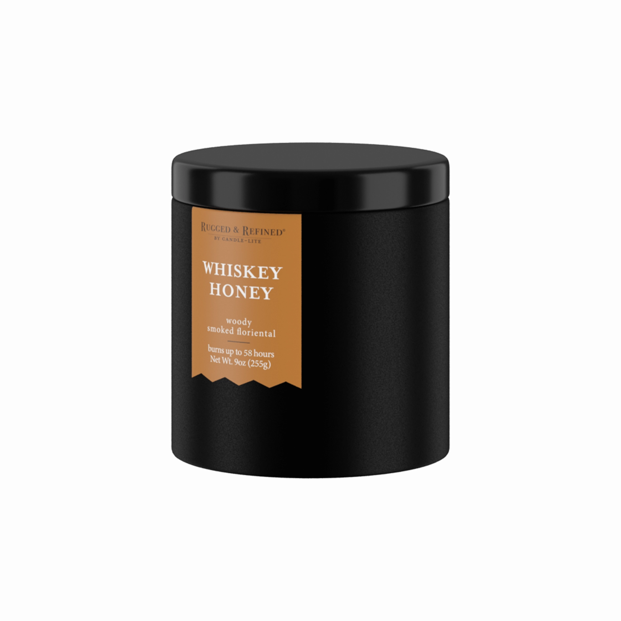 Whiskey Honey 9oz Black Tin Candle