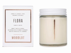 Woodlot Flora Candle Glass Jar Soy & Coconut Wax Lavender Patchouli and Bergamot Essential Oil 8 Oz