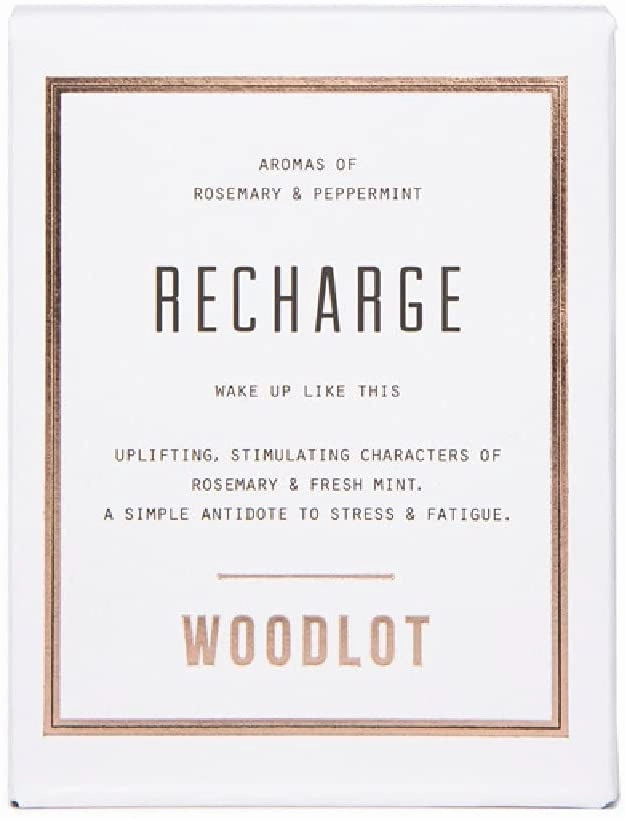Woodlot Recharge Candle Glass Jar Soy and Coconut Wax Stress & Fatigue Remedy with Soothing Peppermint and Invigorating Rosemary Essential Oils, 8 Oz
